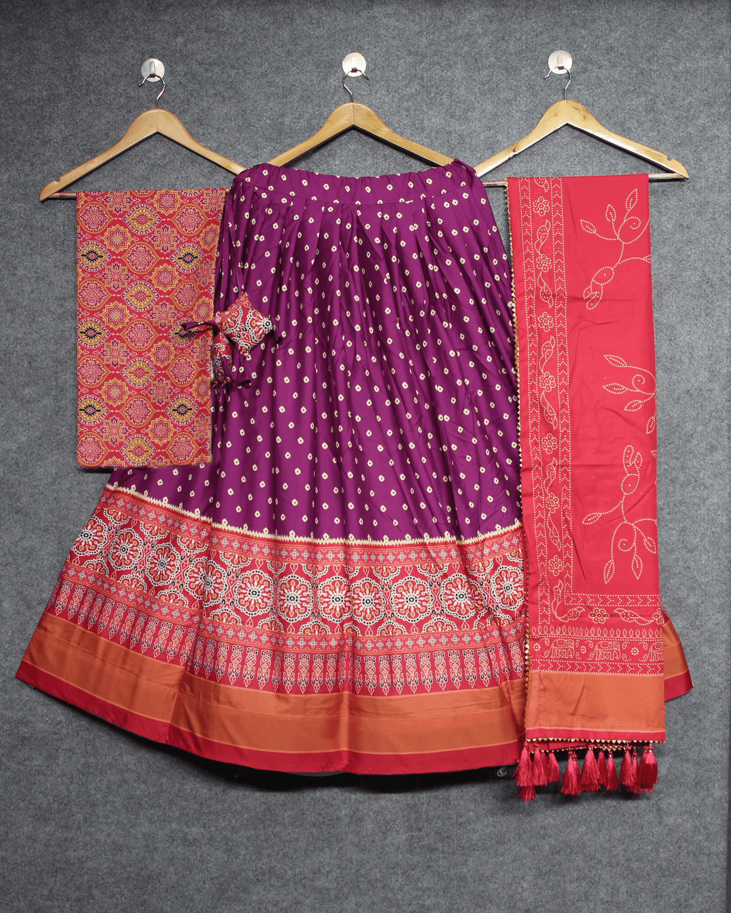 Heavy Silk Digital Print Lehenga Set with Gotta Patti Dupatta – Luxe Look with Traditional Touches For Navarti