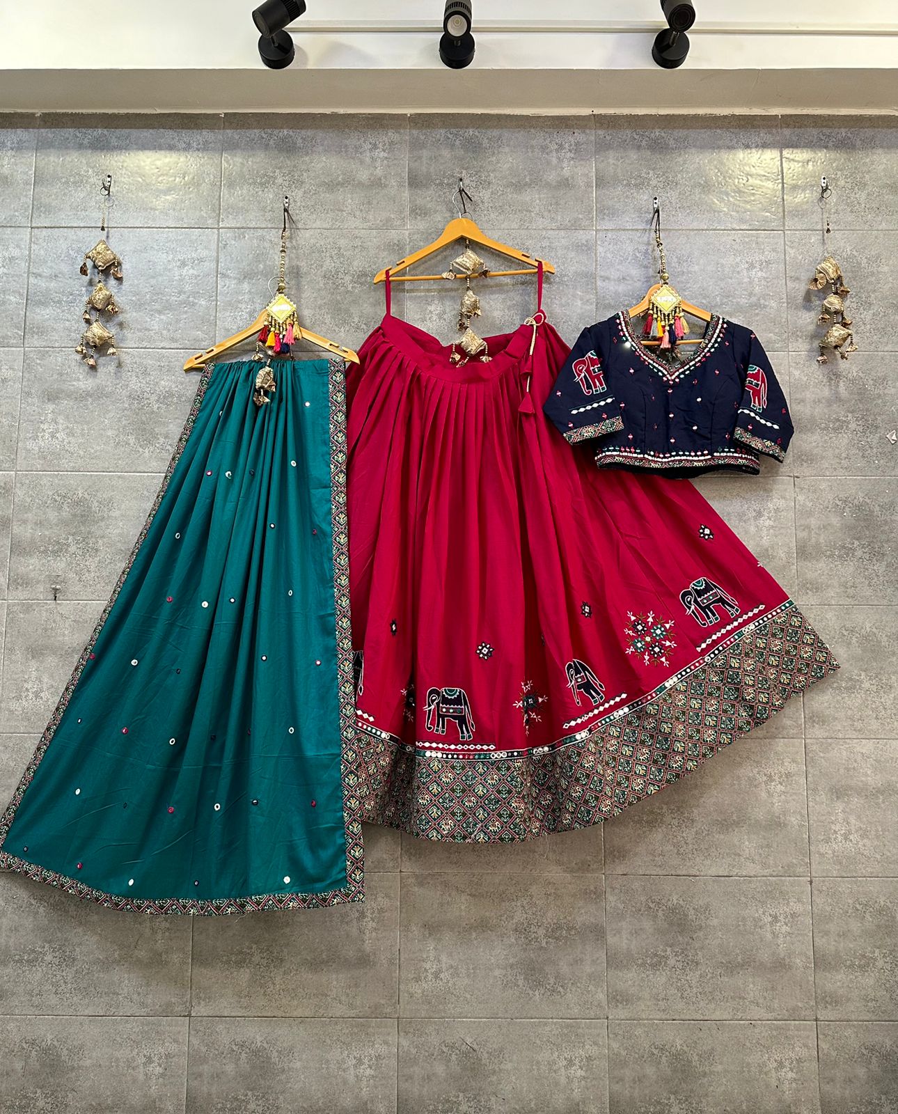 Ready-to-Wear Butter Silk Lehenga – Navratri Special with Real Mirror & Print