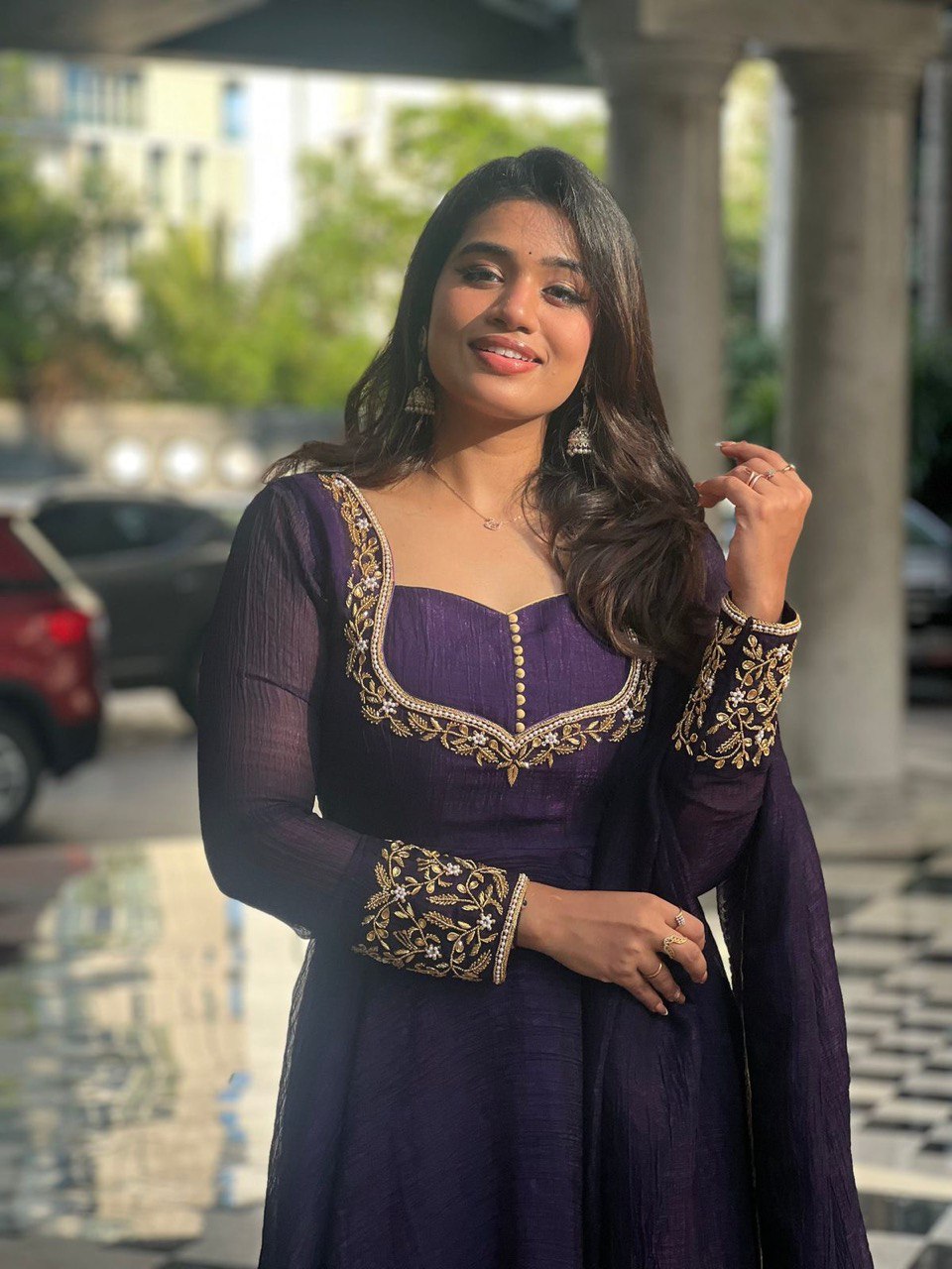 New Launch | Gorgeous Vichhitra Silk Gown with Hand Work & Dupatta – Festive Favorite