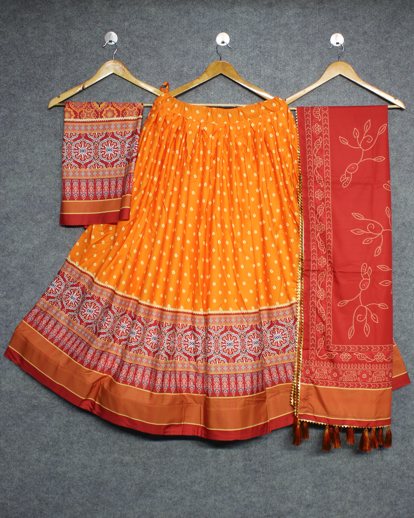 Heavy Silk Digital Print Lehenga Set with Gotta Patti Dupatta – Luxe Look with Traditional Touches For Navarti