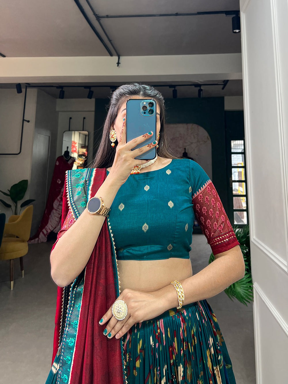 Tussar Silk Patola Print Lehenga Choli with Dupatta – Perfect for Navratri & Celebrations