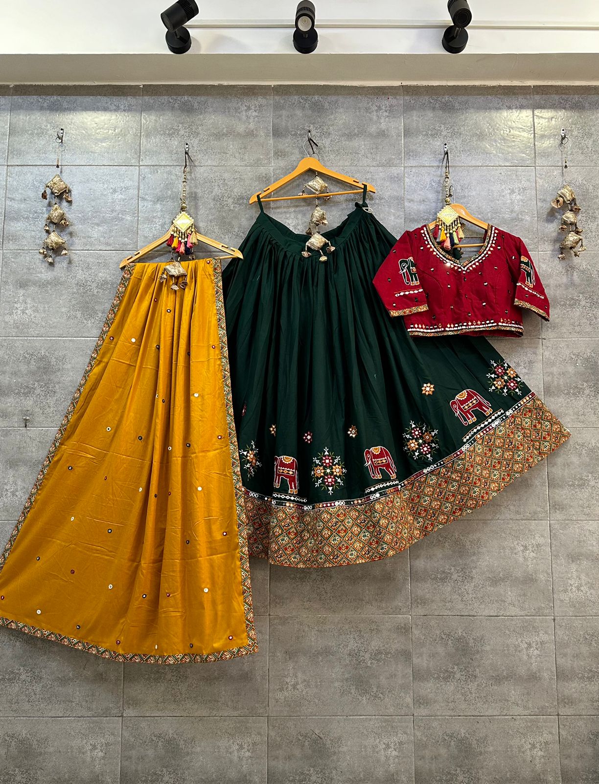 Ready-to-Wear Butter Silk Lehenga – Navratri Special with Real Mirror & Print