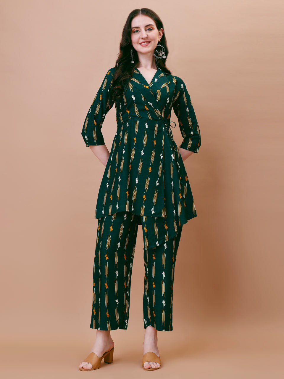 Elegant American Crepe Straight Co-ord Set for Women – Kurti Pant Style Ethnic & Casual Wear