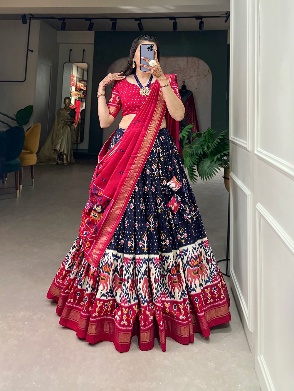 Tussar Silk Lehenga Choli – Patola Printed Design, CanCan Flair & Fancy Dupatta