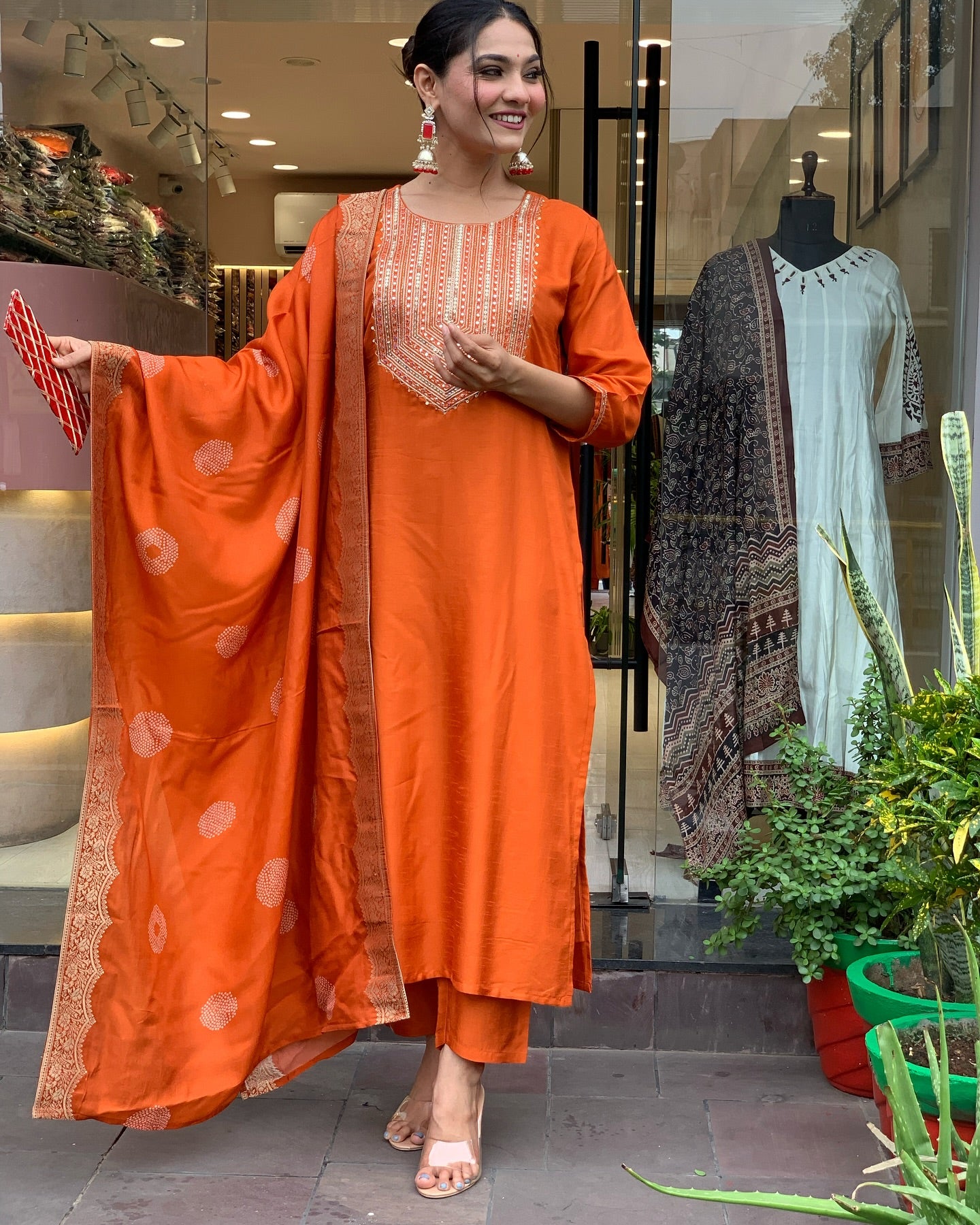 Premium Ethnic Wear Embroidered Chanderi Silk Suit Set with Jacquard Chanderi Dupatta – 3-Piece