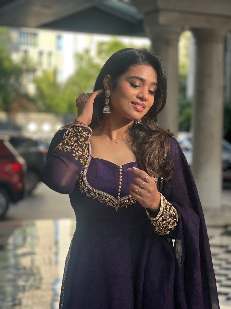 New Launch | Gorgeous Vichhitra Silk Gown with Hand Work & Dupatta – Festive Favorite