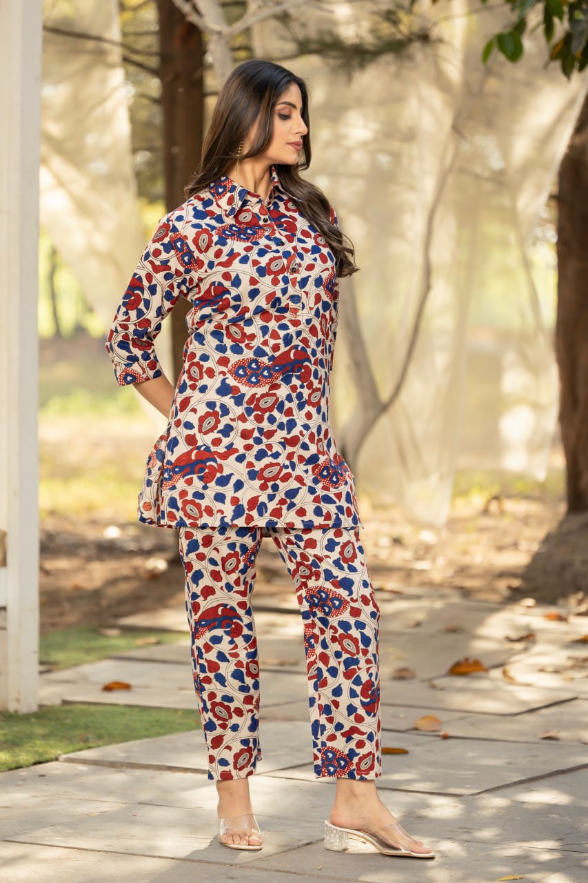 Classic Cotton Straight Kurti & Pant Set | Comfortable Ready-to-Wear Co-ord