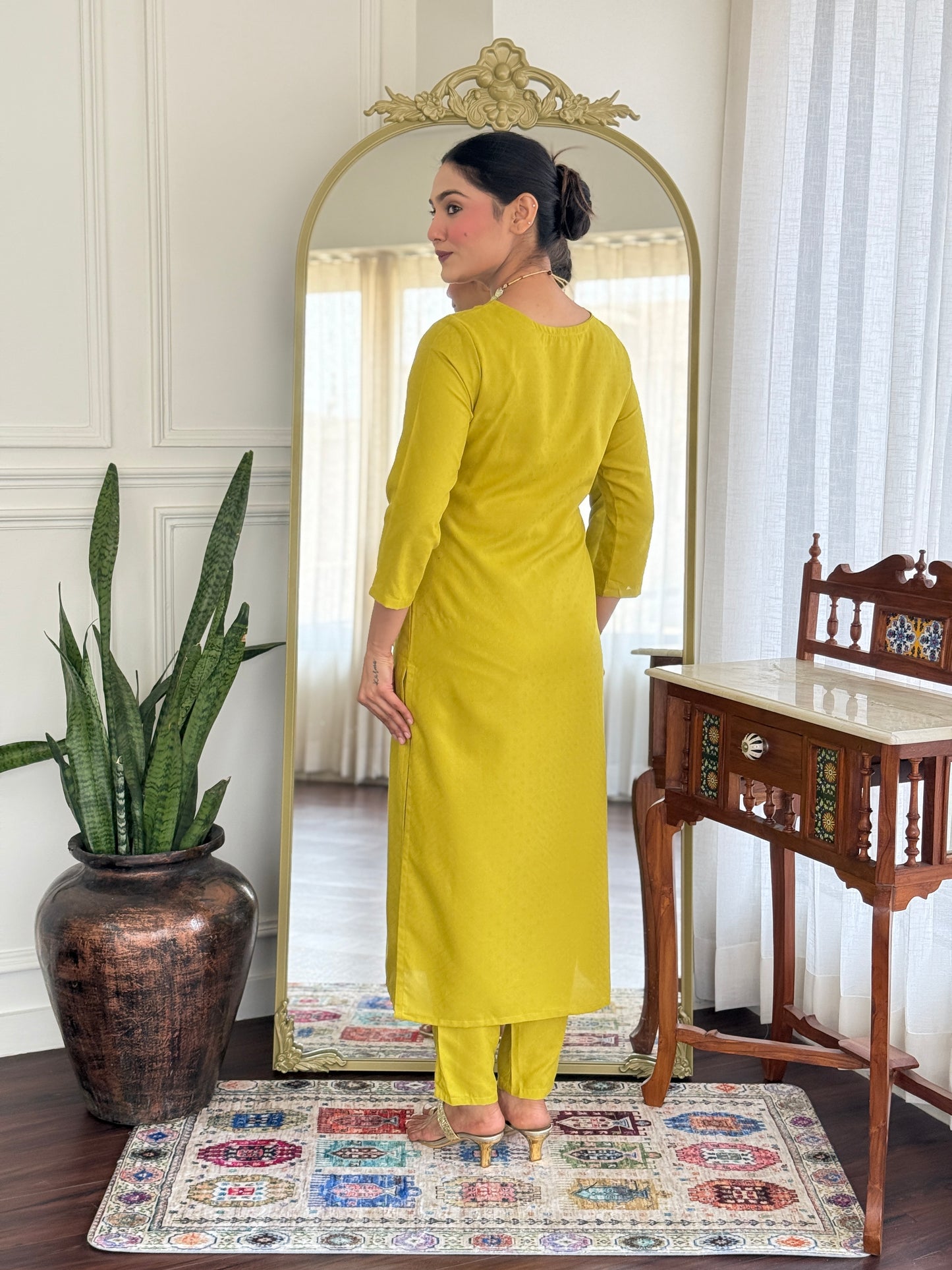 Latest Style Embroidered Viscose Rayon Suit Set with Organza Dupatta