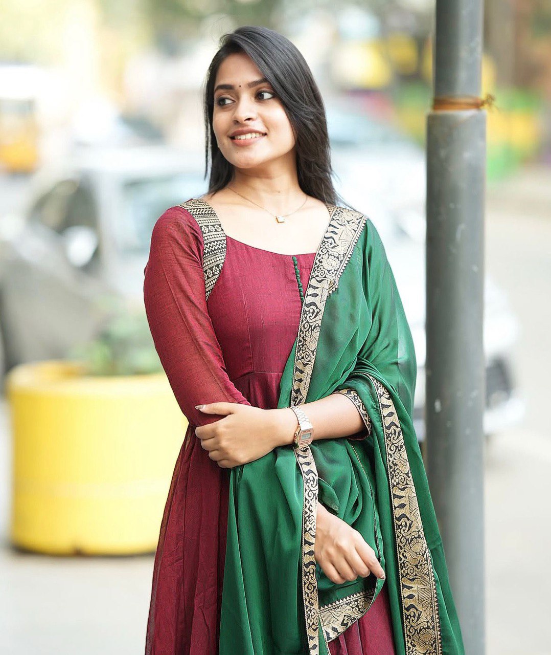 New Launch – Vichitra Silk Gown with Jacquard Zari Weaving & Dupatta | Ready to Wear