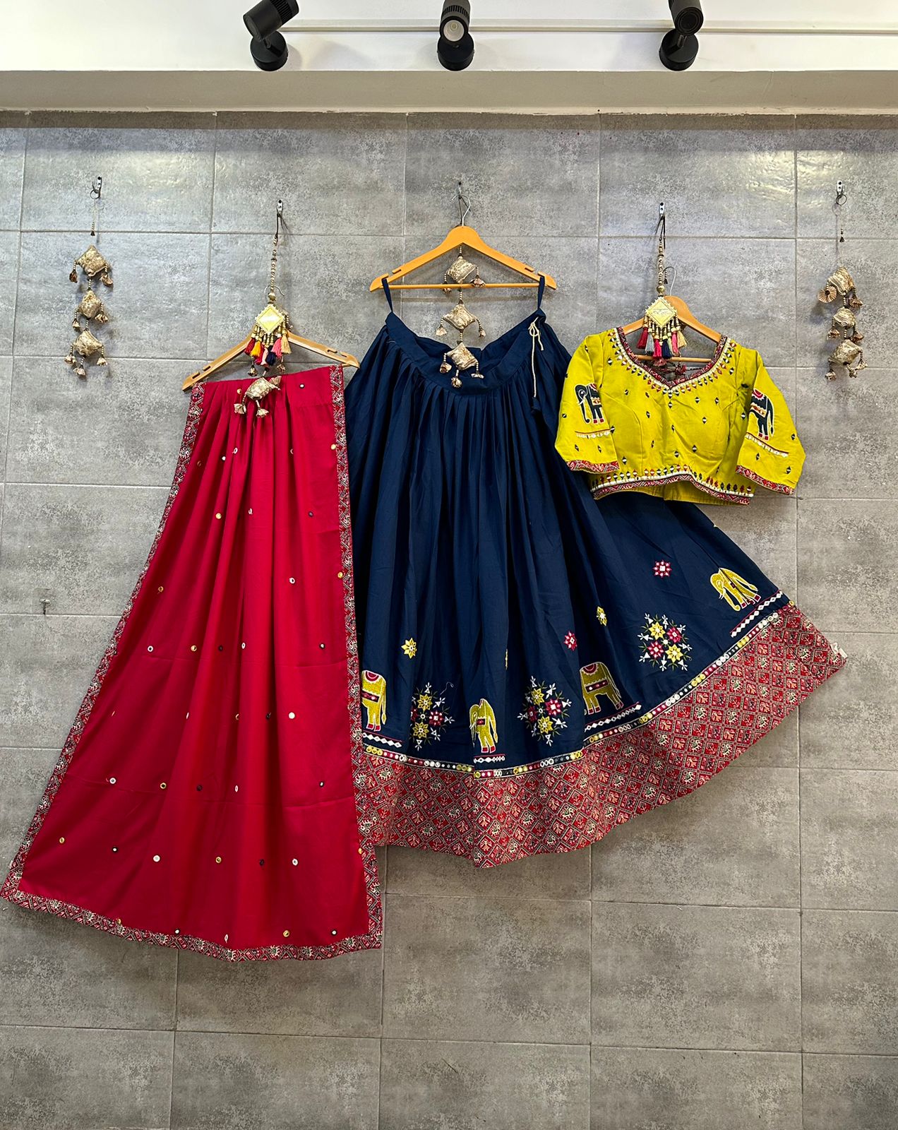 Ready-to-Wear Butter Silk Lehenga – Navratri Special with Real Mirror & Print