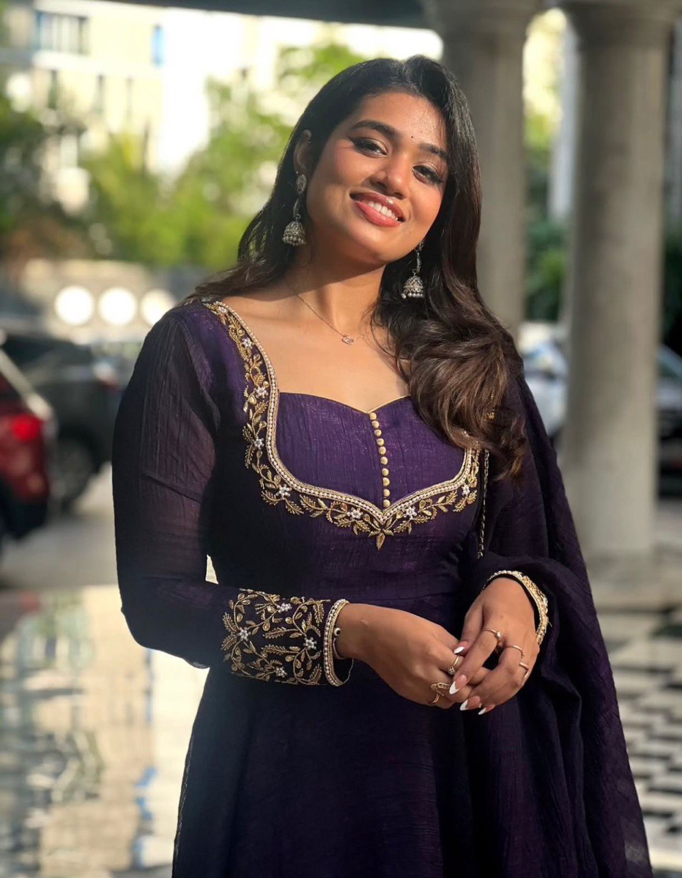 New Launch | Gorgeous Vichhitra Silk Gown with Hand Work & Dupatta – Festive Favorite