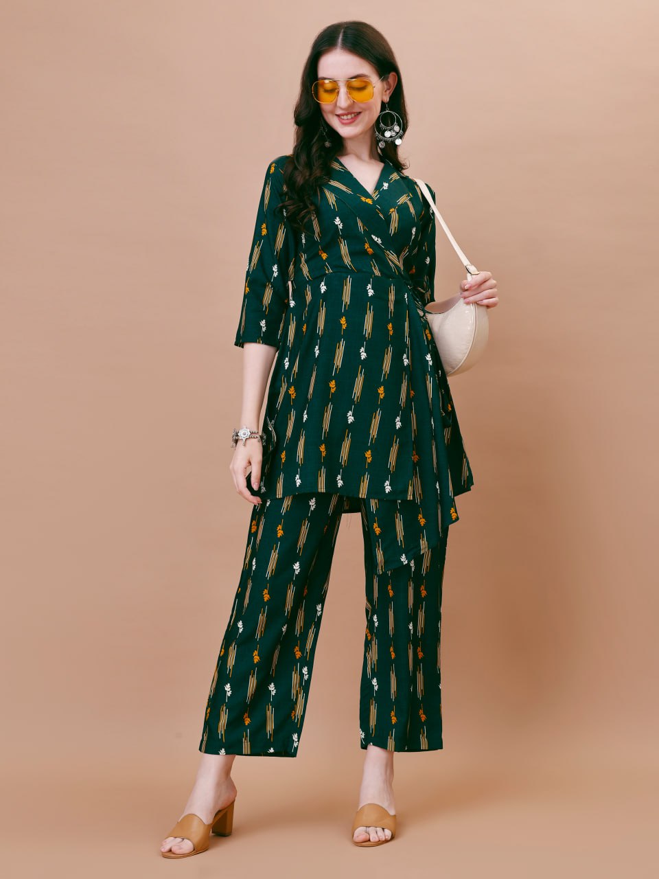 Elegant American Crepe Straight Co-ord Set for Women – Kurti Pant Style Ethnic & Casual Wear