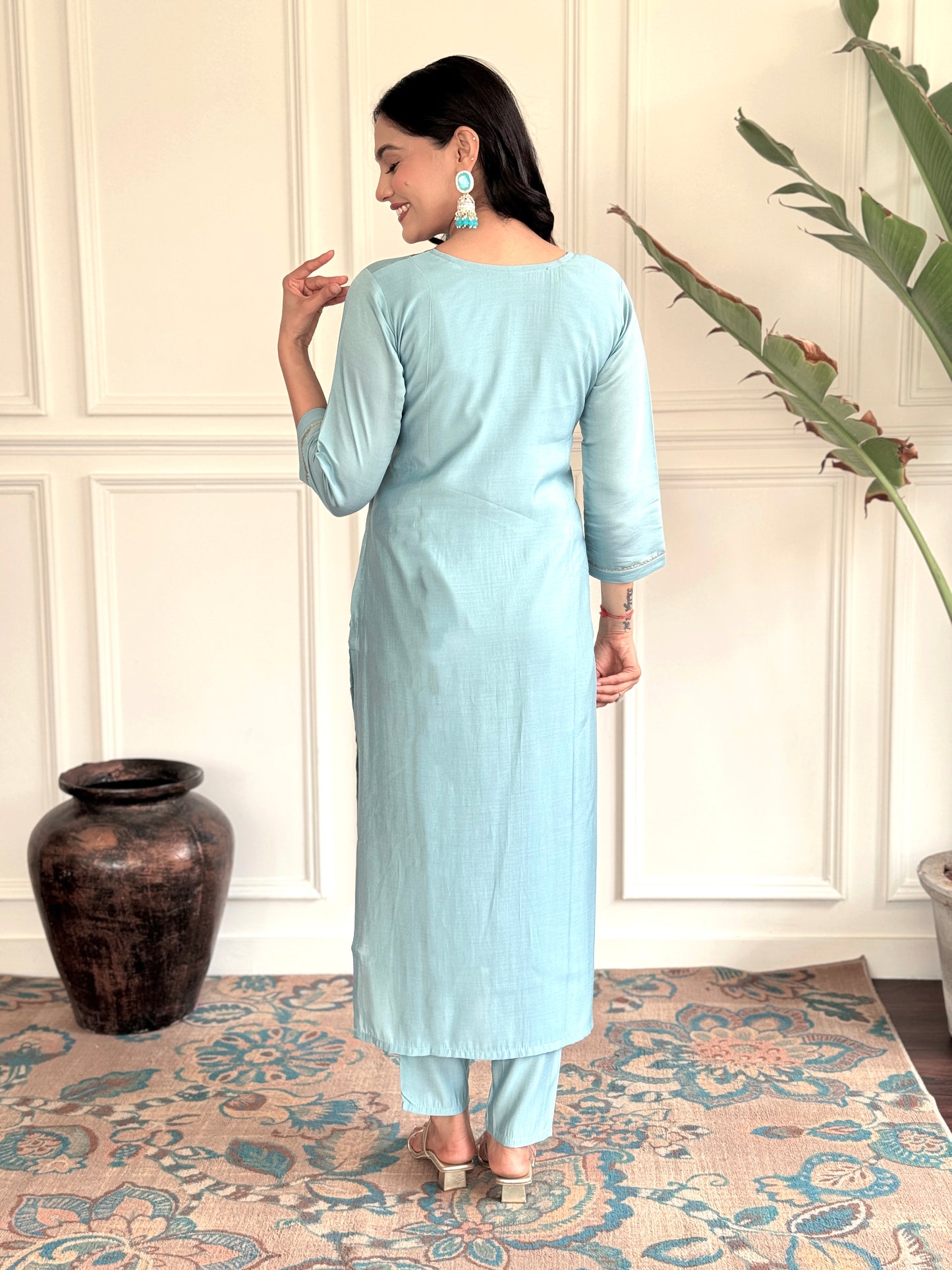 Festive Elegance – Viscose Chanderi Kurti Set with Dupatta