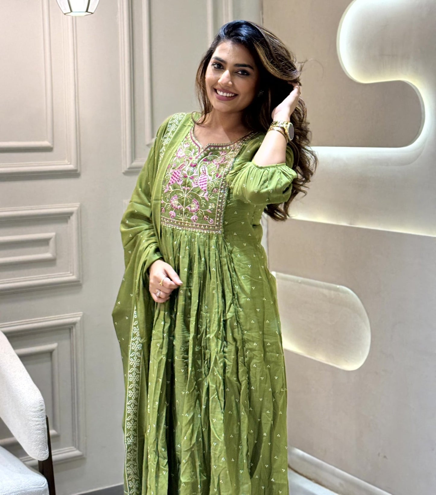 Embroidered Pure Cotton Suit Set with Matching Cotton Dupatta