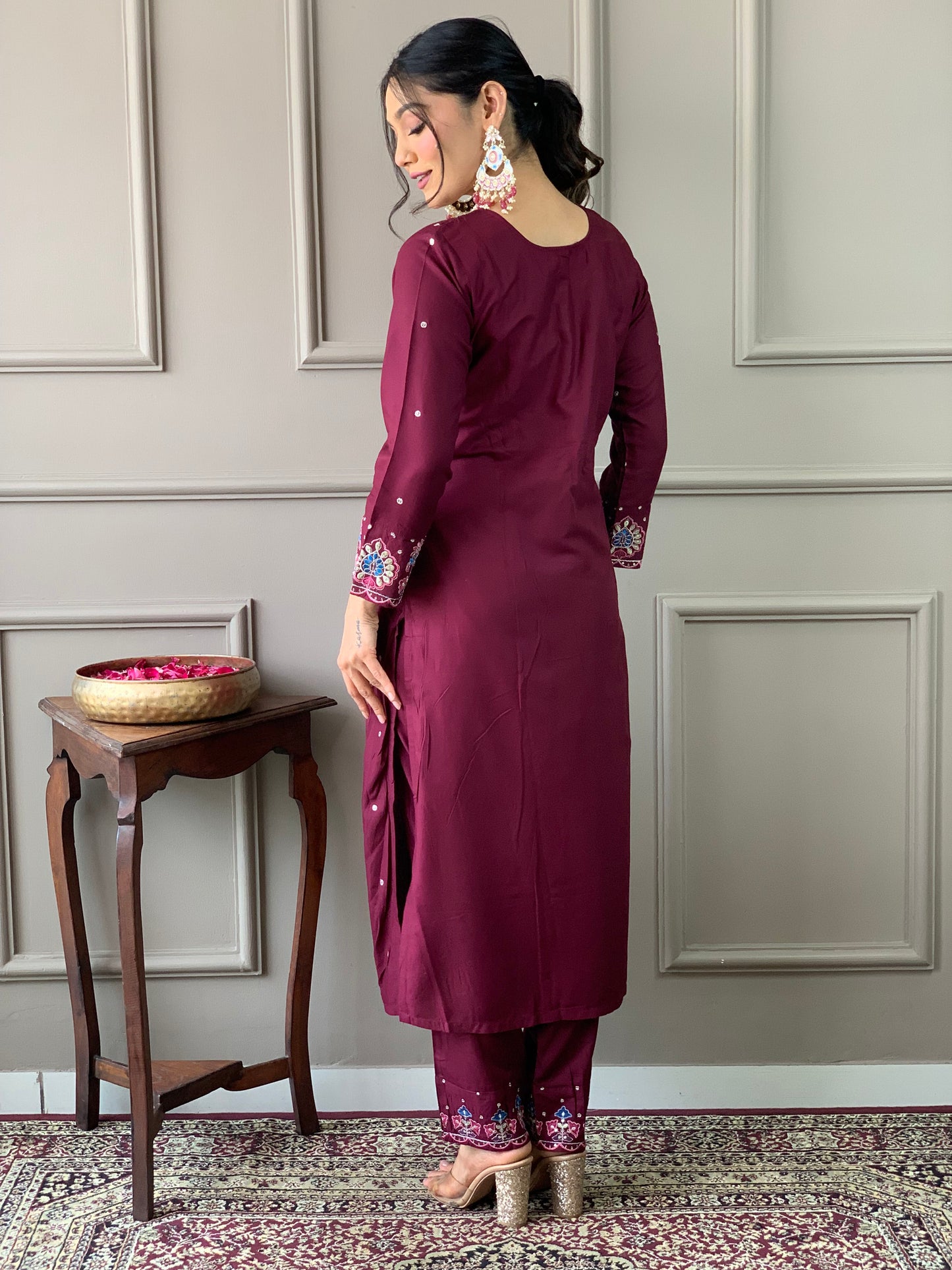 New Designer Viscose Chanderi Embroidered Suit Set with Jacquard Dupatta