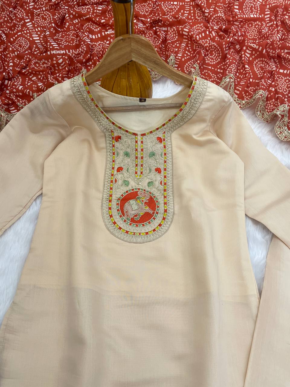 Stylish Heavy Roman Embroidered Suit with Chinon Printed Dupatta – Ready to Wear