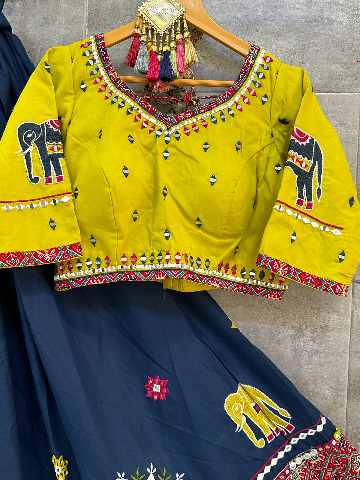 Ready-to-Wear Butter Silk Lehenga – Navratri Special with Real Mirror & Print