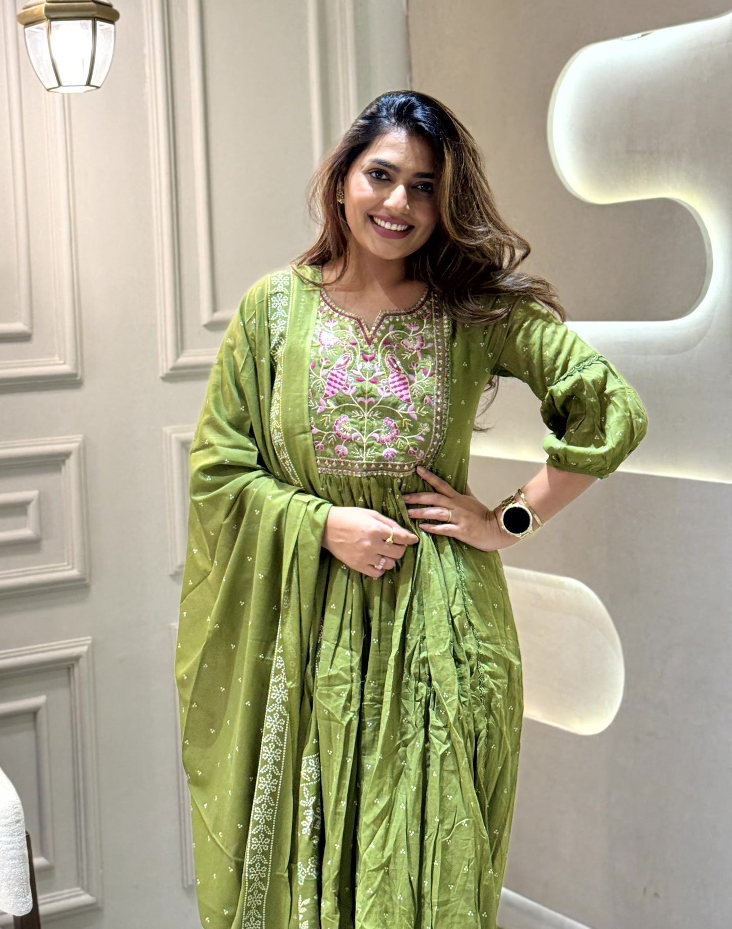Embroidered Pure Cotton Suit Set with Matching Cotton Dupatta