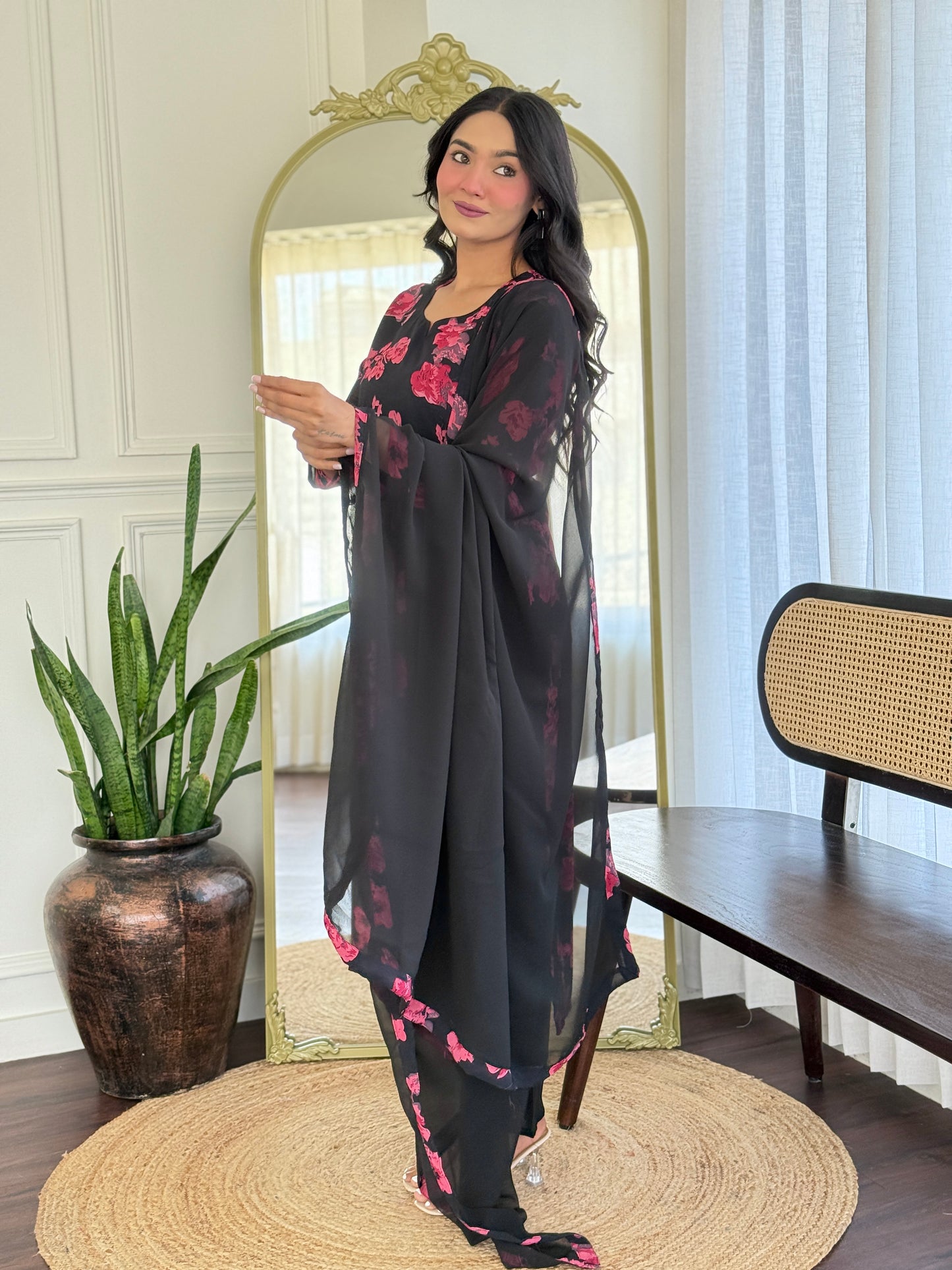 Chanderi Silk Printed Kurti Set with Pant and Dupatta – Casual Wear | Ready to Wear