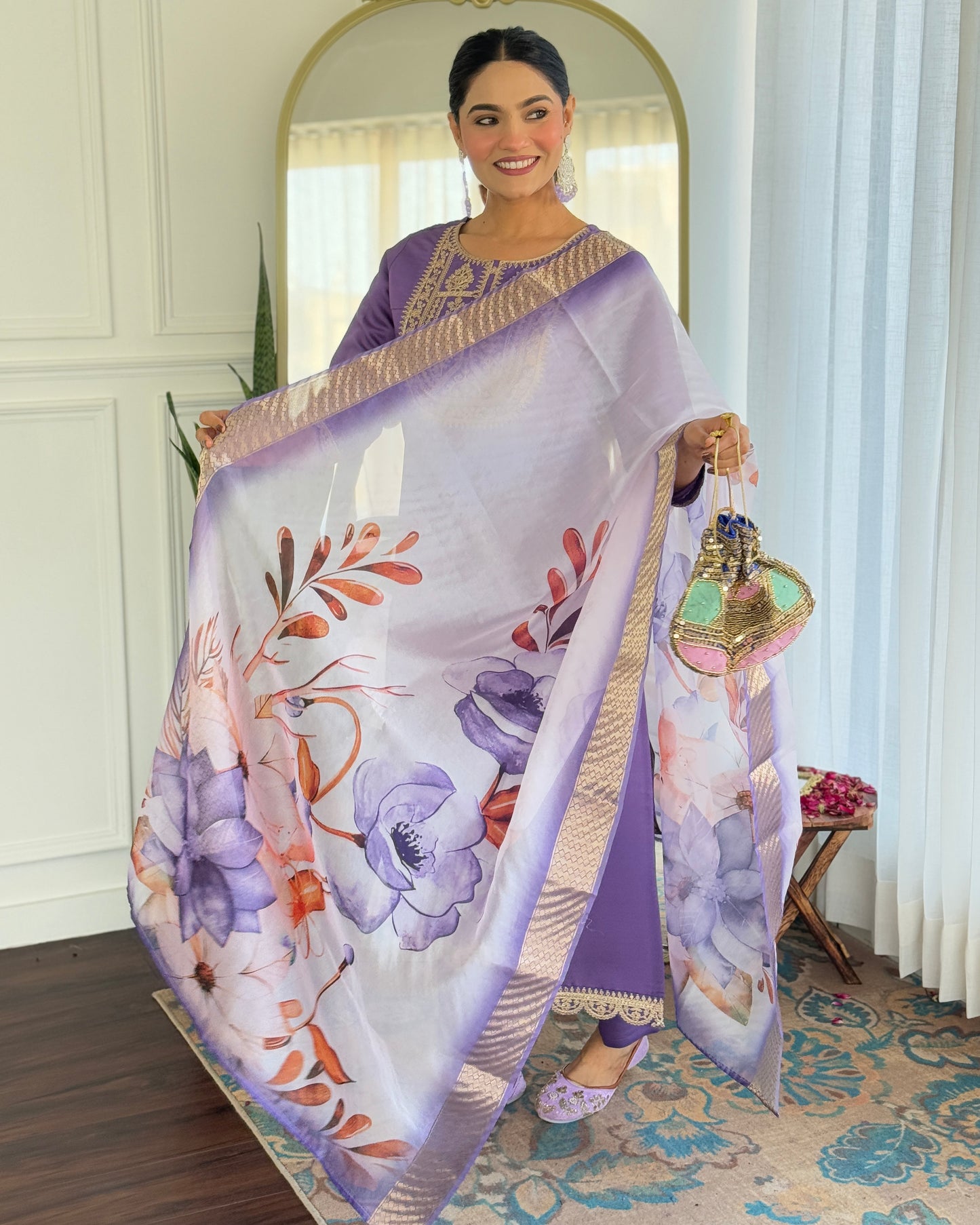 Festive Wear Rayon Suit Set with Embroidery and Elegant Jacquard Dupatta