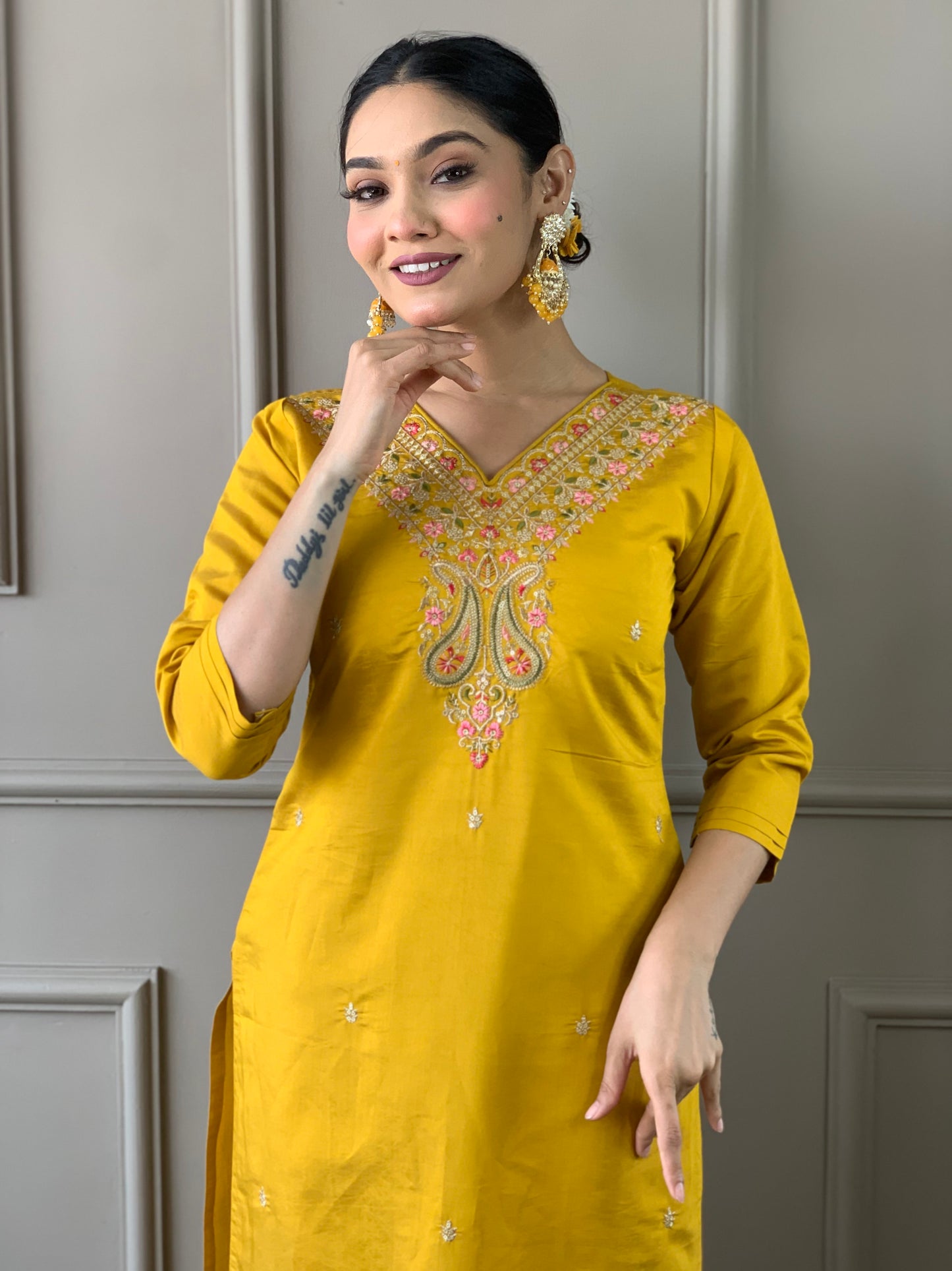 Elegant Viscose Chanderi Suit Set with Embroidered Nylon Tabby Dupatta | 3-Piece Designer Ethnic Wear