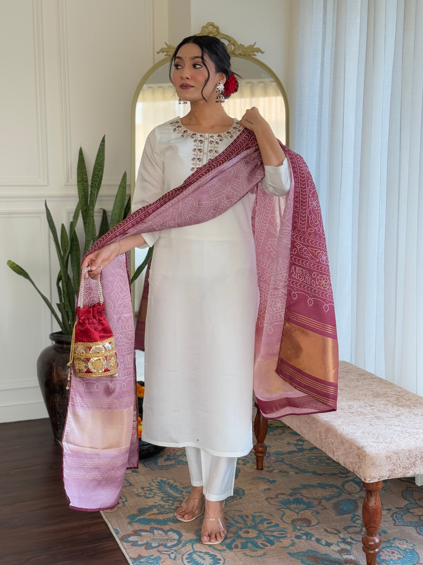 New Designer Embroidered Viscose Chanderi Suit Set with Chanderi Dupatta