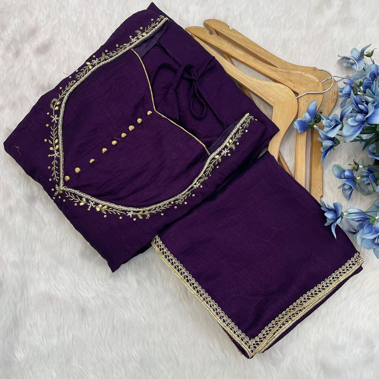 New Launch | Gorgeous Vichhitra Silk Gown with Hand Work & Dupatta – Festive Favorite