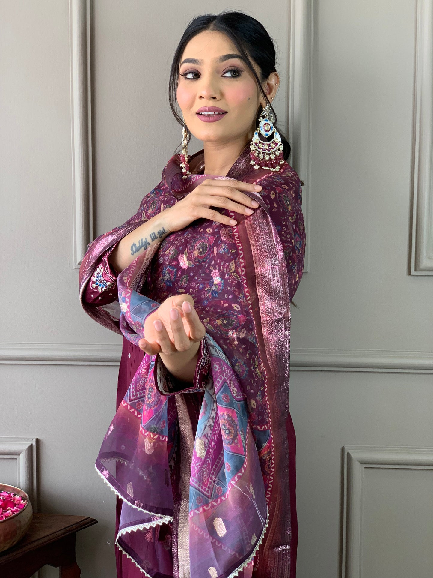 New Designer Viscose Chanderi Embroidered Suit Set with Jacquard Dupatta