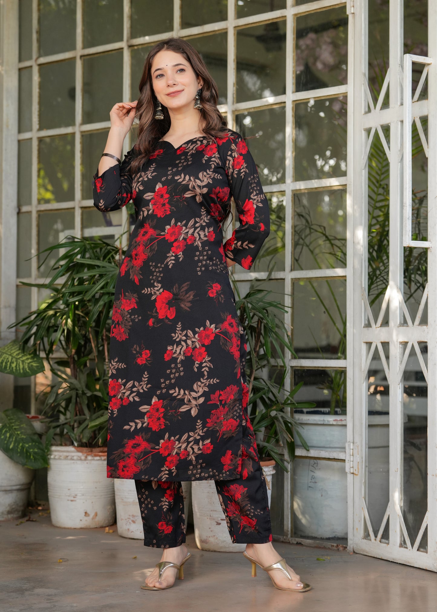 Traditional Embroidered Silk Blend Set with Lightweight Dupatta
