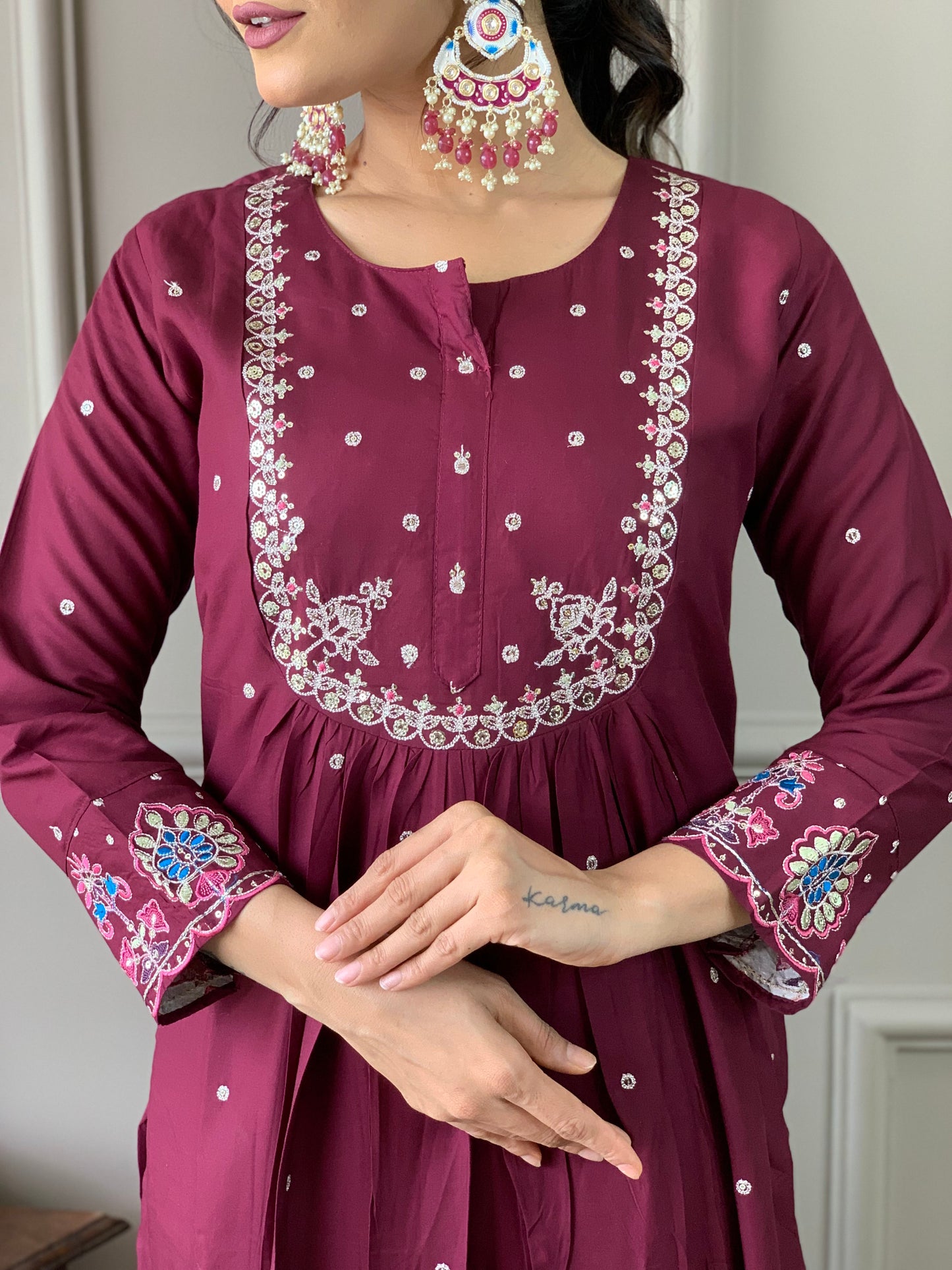 New Designer Viscose Chanderi Embroidered Suit Set with Jacquard Dupatta