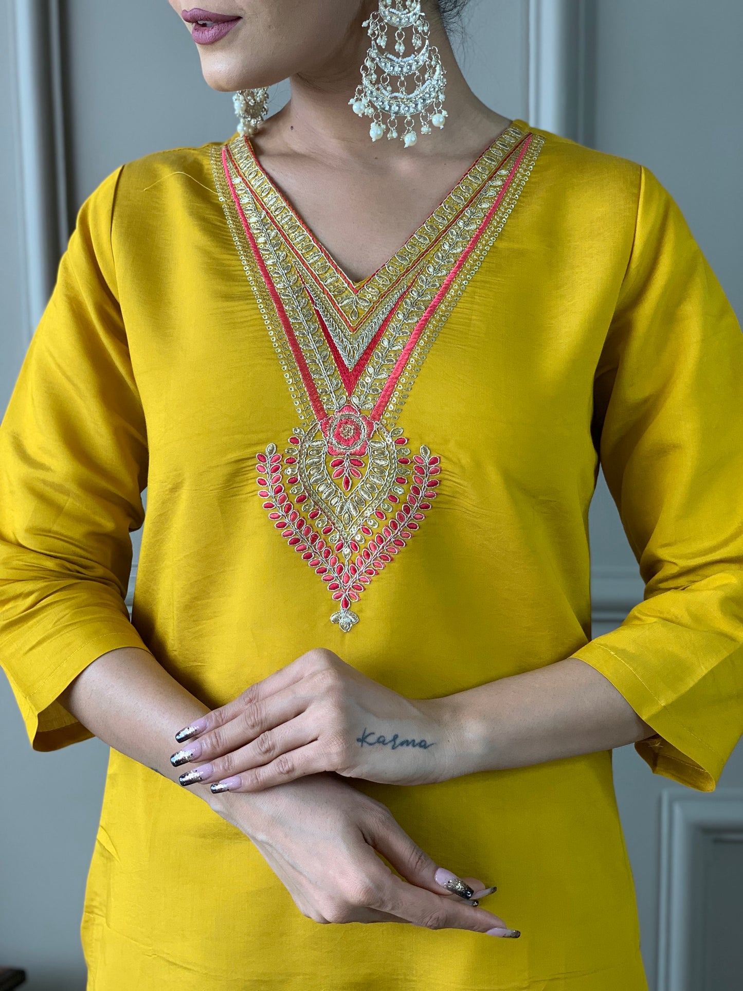 New Stylish Chanderi Embroidered Suit Set with Organza Dupatta