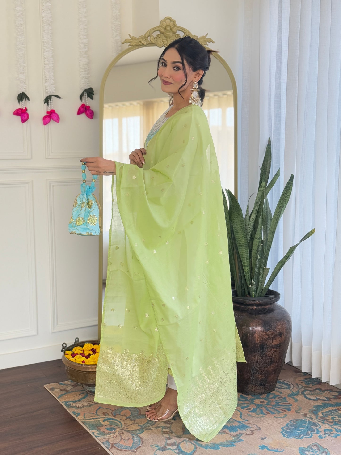 New Charming Viscose Chanderi Suit with Jacquard Dupatta