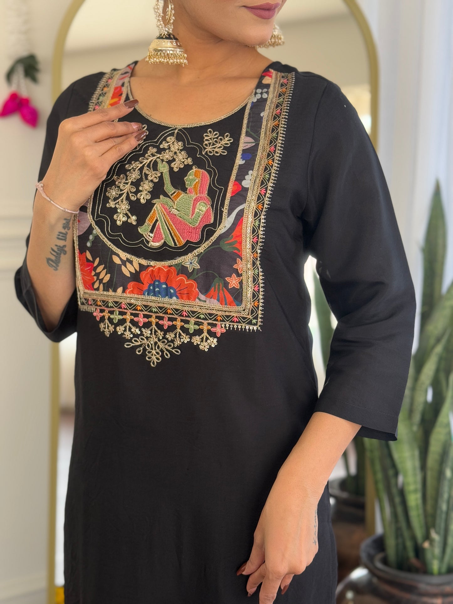 Premium Ethnic Wear Embroidered Viscose Chanderi Suit Set with Elegant Silk Dupatta – 3-Piece