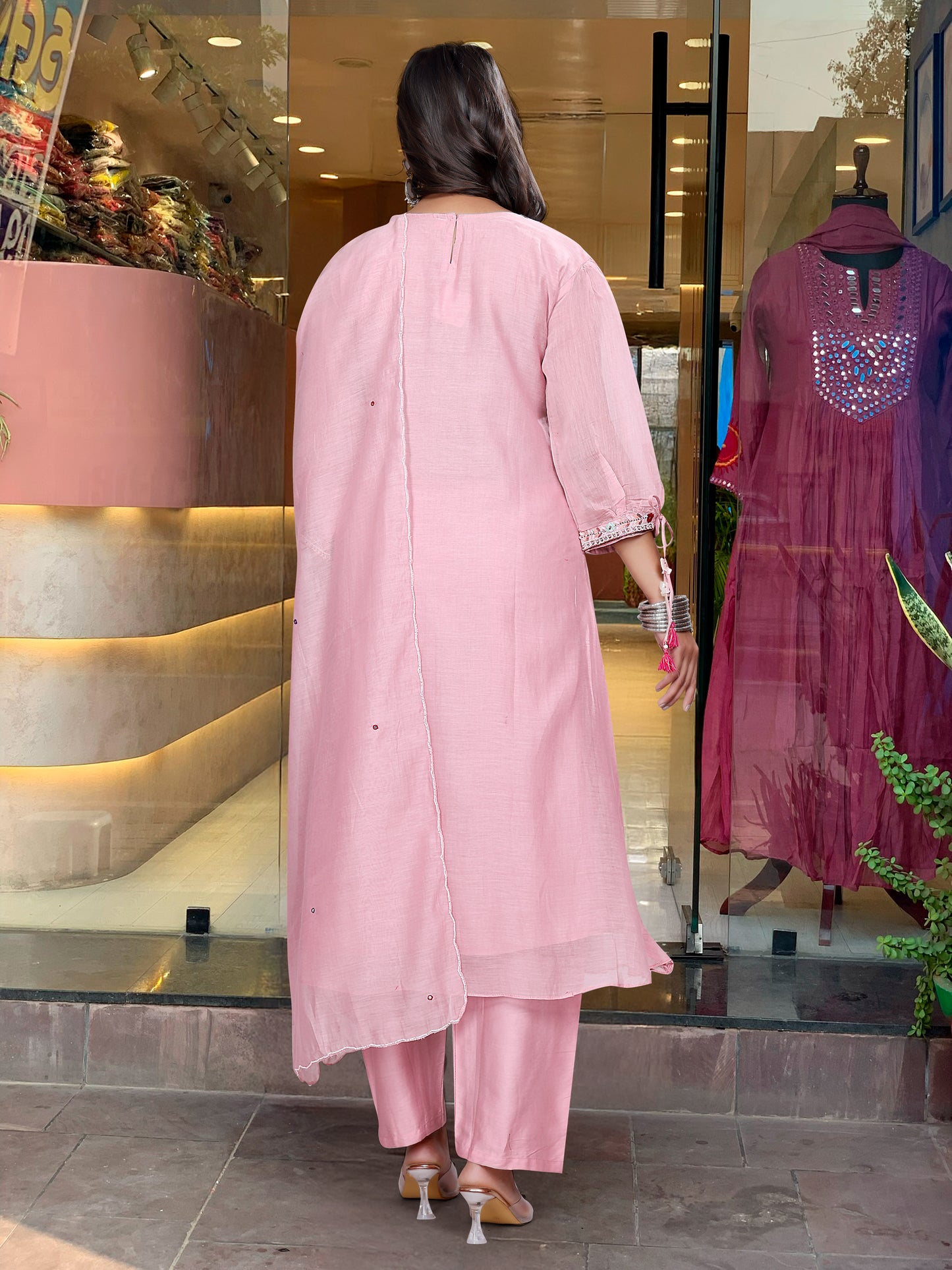 Embroidered Chanderi Silk Suit Set with Organza Dupatta – 3-Piece Premium Ethnic Ensemble