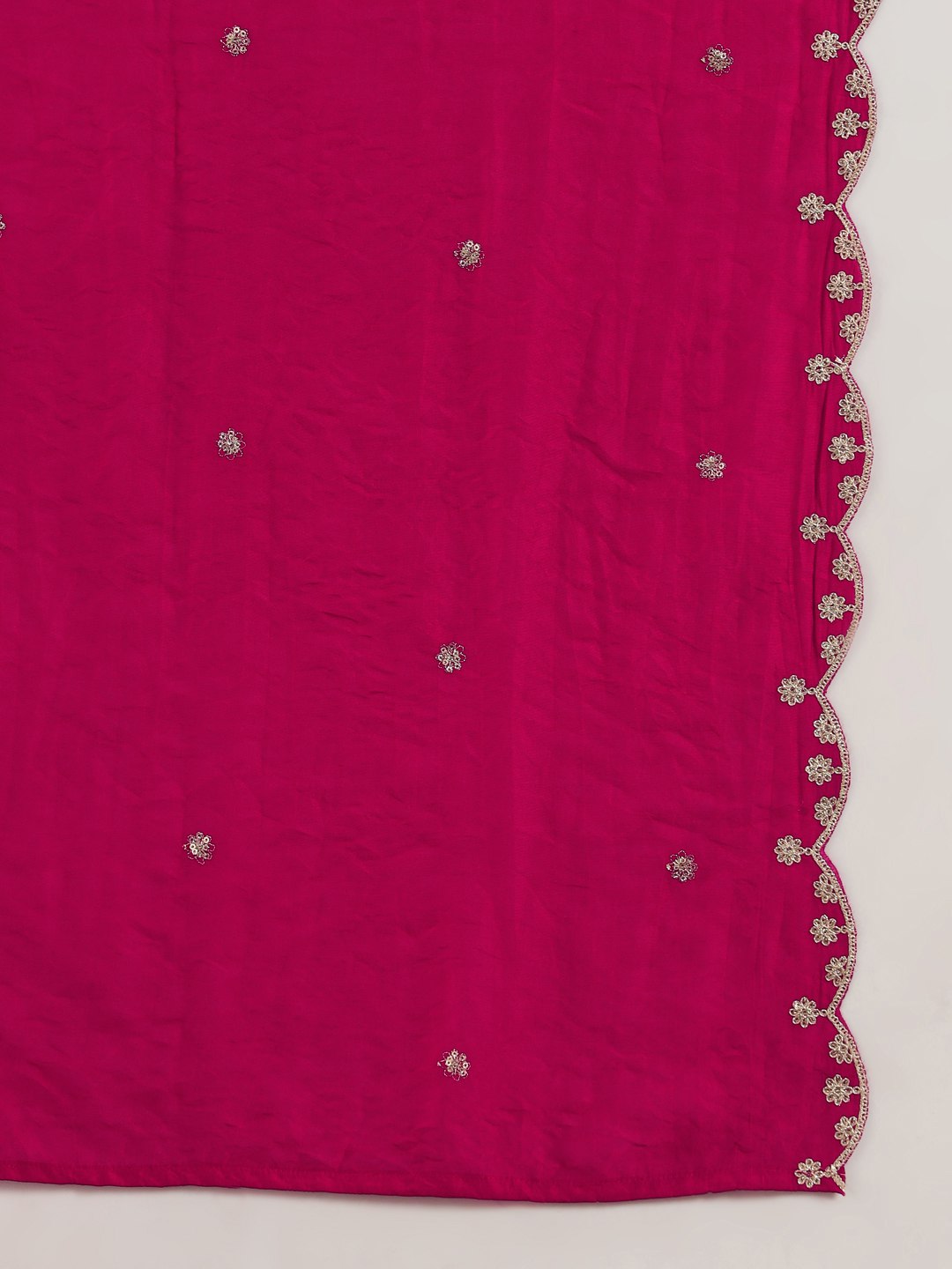 Traditional Embroidered Viscose Chanderi Kurti Pant Set with Nylon Chanderi Dupatta