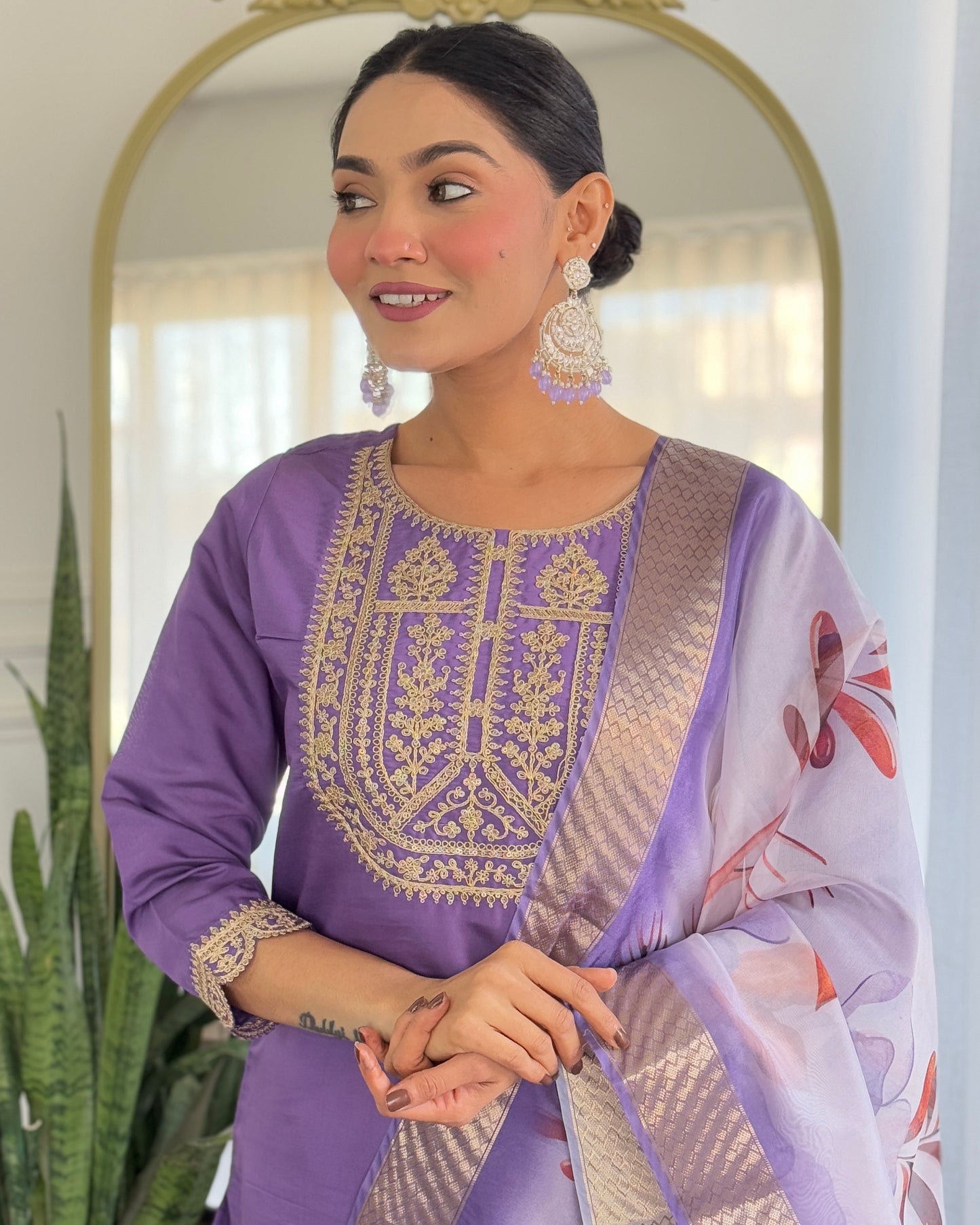 Festive Wear Rayon Suit Set with Embroidery and Elegant Jacquard Dupatta