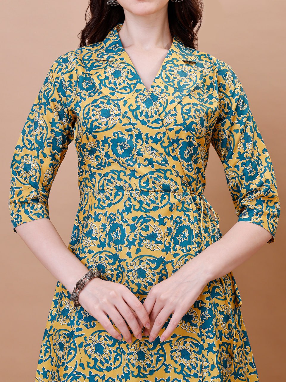 Stylish American Crepe Printed Co-ord Set for Women – Straight Kurti with Pants