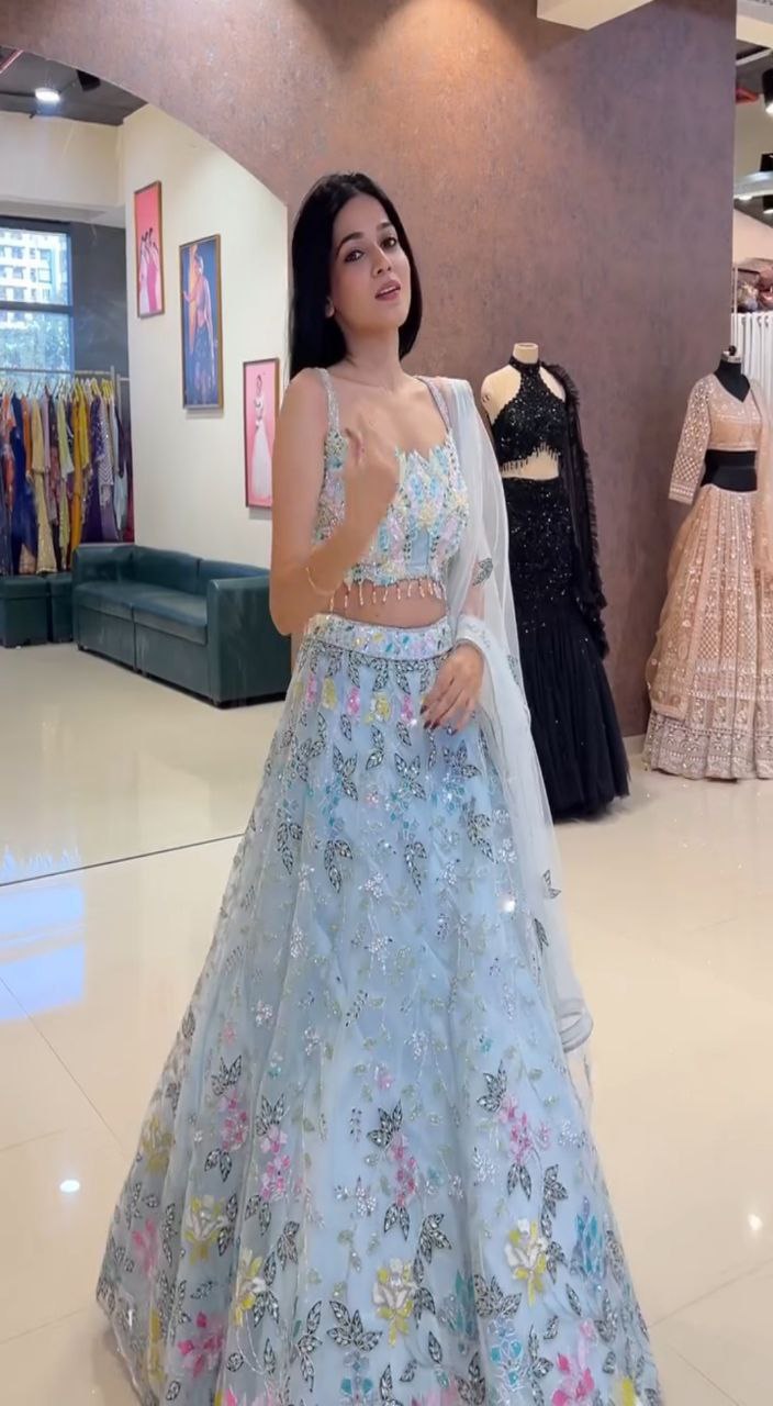Exclusive 4-Meter Flared Sequin Embroidered Lehenga Choli with Can-Can & Canvas Layers