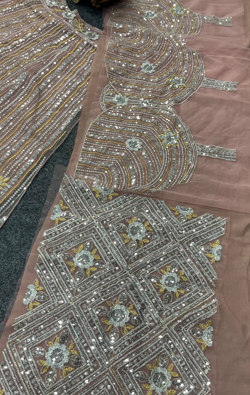 Designer Lehenga Choli set with flared Sequins Embroidery Work for Wedding Dress