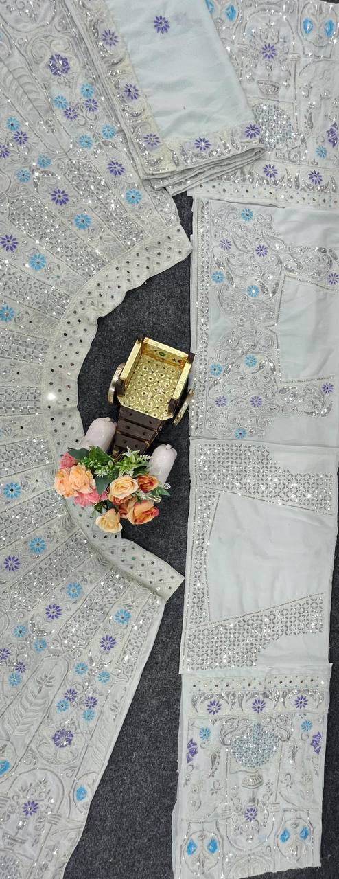 Radiate festive brilliance with our Zareen Glam Faux Georgette Lehenga Choli Set