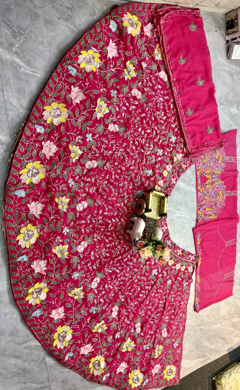 Elegant Embroidered with our Celeste Charm Fox Georgette Lehenga Choli Set for Wedding Derss