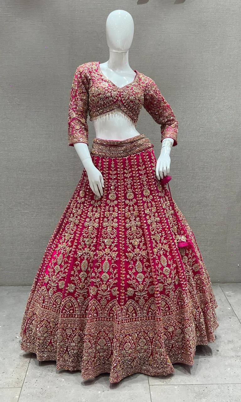 New Sequins Embroidered & Real Mirror Work Lehenga Choli Set, Fox Georgette Semi-Stitched Lehenga with stitched Blouse & Faux Georgette Dupatta, Bridal & Party Wear