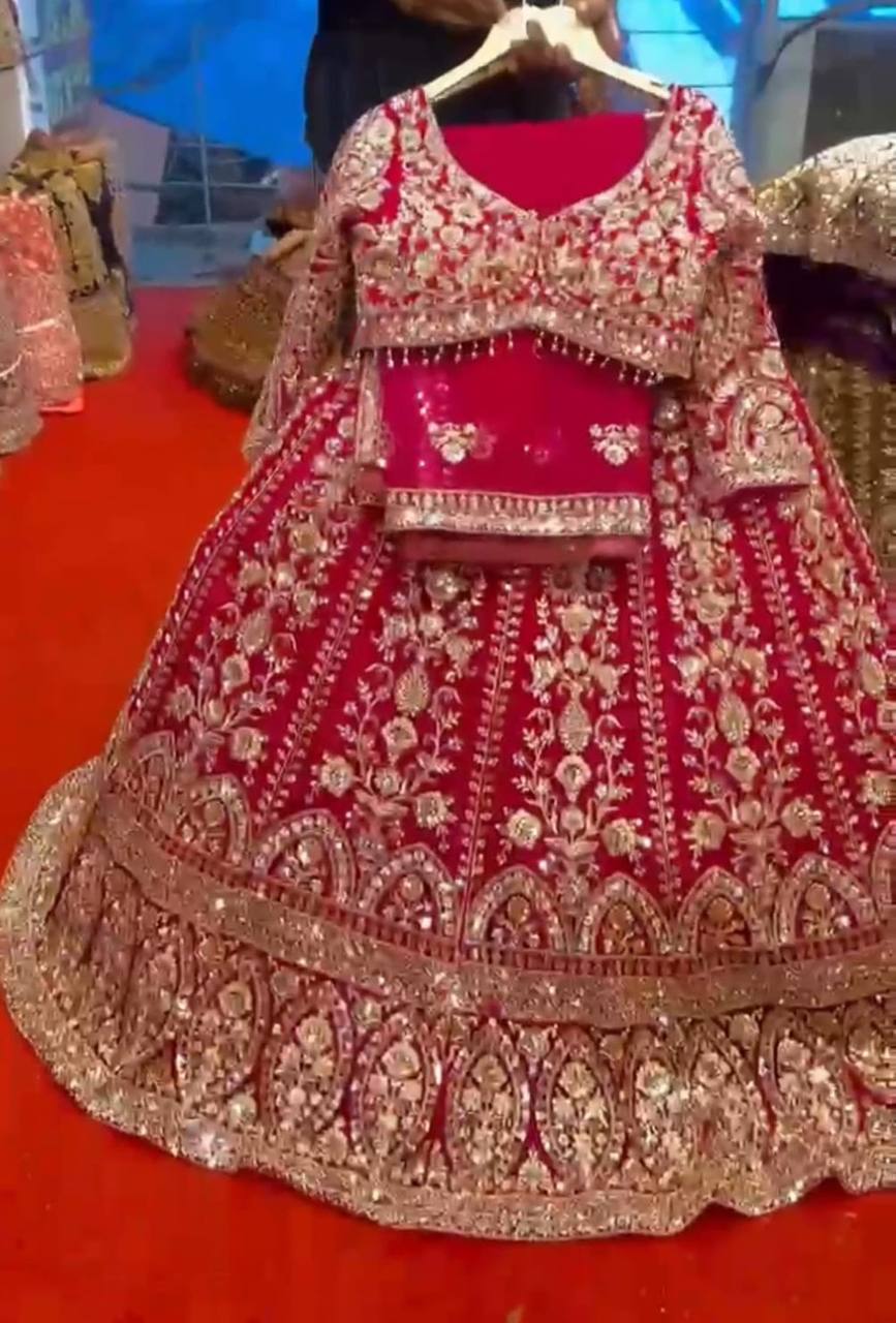 New Sequins Embroidered & Real Mirror Work Lehenga Choli Set, Fox Georgette Semi-Stitched Lehenga with stitched Blouse & Faux Georgette Dupatta, Bridal & Party Wear