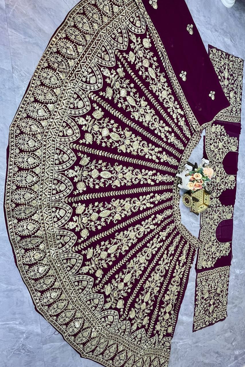 New Sequins Embroidered & Real Mirror Work Lehenga Choli Set, Fox Georgette Semi-Stitched Lehenga with stitched Blouse & Faux Georgette Dupatta, Bridal & Party Wear