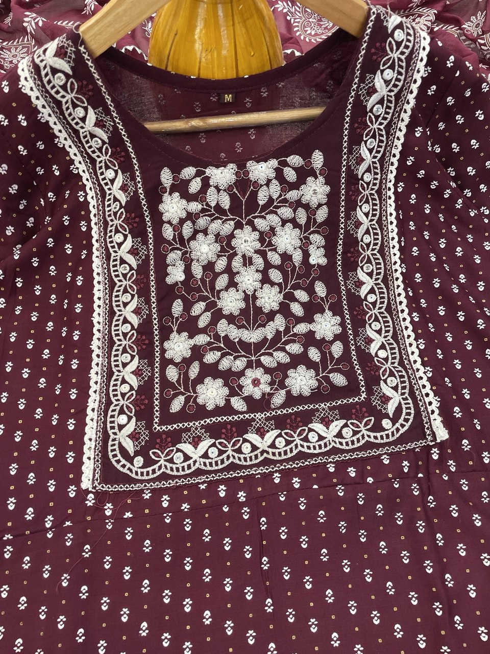 Elegant 14kg Heavy Reyon Suit Set with Embroidery & Foil Work Dupatta