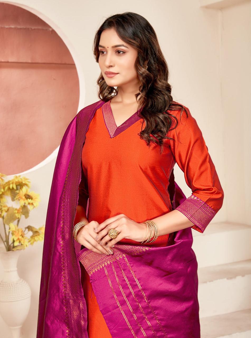 Premium Lichi Silk Kurti Pant Set with Jacquard Print & Matching Dupatta – Festive Wear