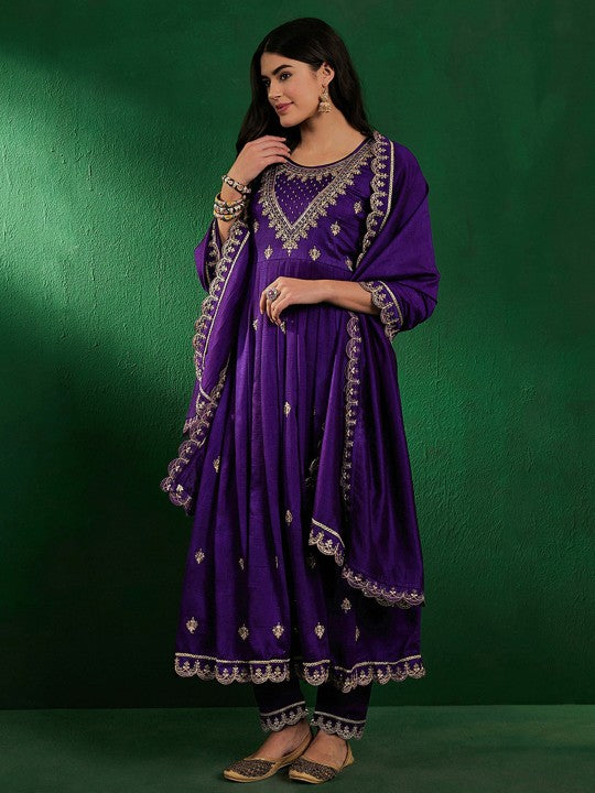 Women's CP Vichitra Embroidered Kurta with Pant & Dupatta | Readymade 3-Piece Ethnic Suit Set | Elegant Traditional Wear for Festive, Wedding & Semi-Formal Occasions