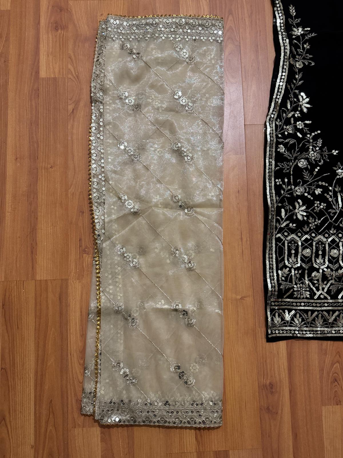 Latest Black Embroidered Fox Georgette Suits Palazzo Set with Chanderi Silk Dupatta | Fully Stitched | Festive & Party Wear