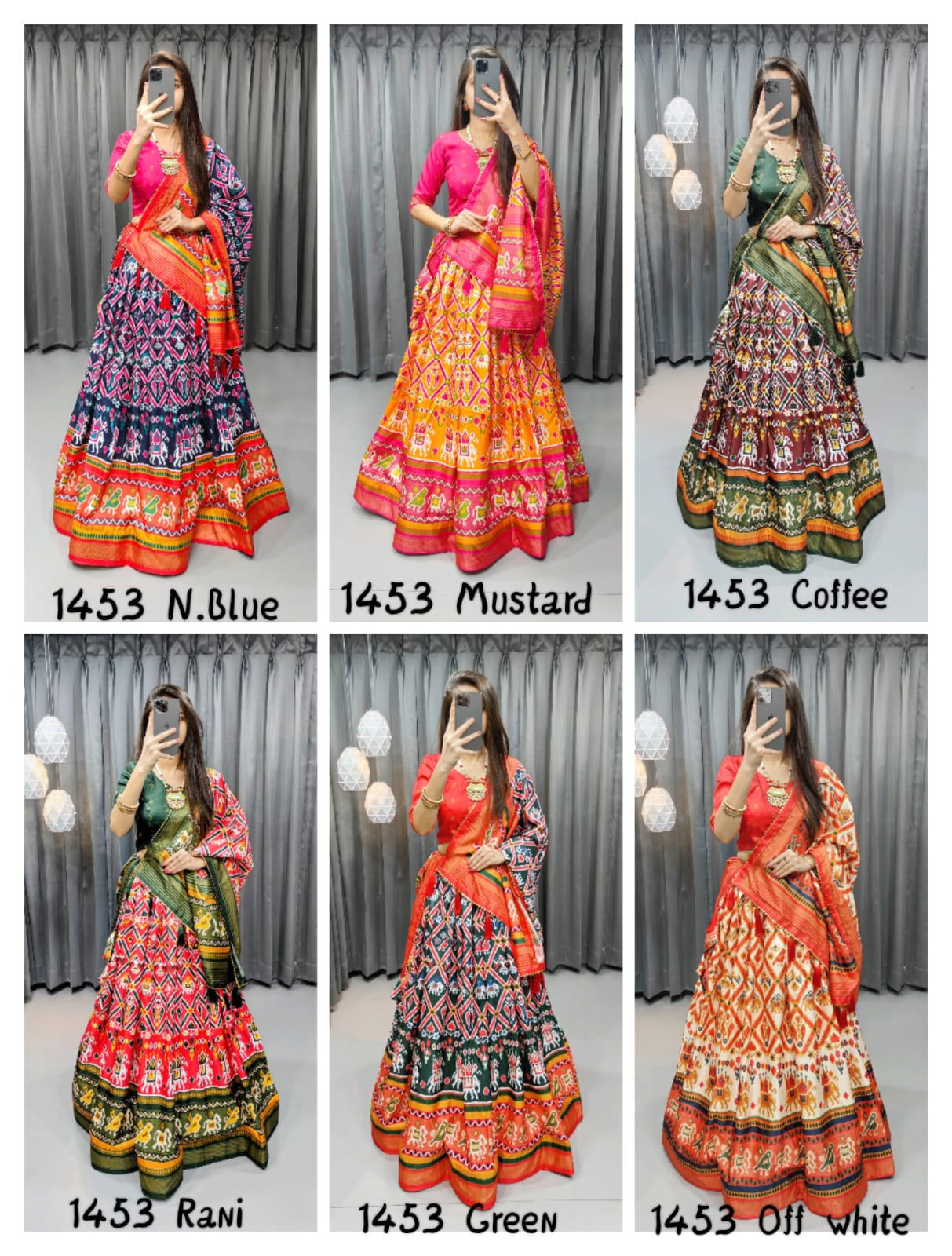 Stitched Tussar Silk Lehenga Choli Set – Printed Design with Fancy Tassels & Lace Dupatta