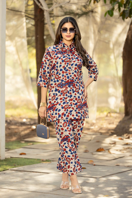 Classic Cotton Straight Kurti & Pant Set | Comfortable Ready-to-Wear Co-ord